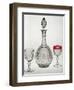 Carafe and Glasses from Eliseo Service in Blown Crystal, Engraved with Wave Motifs and Etchings-null-Framed Giclee Print