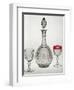 Carafe and Glasses from Eliseo Service in Blown Crystal, Engraved with Wave Motifs and Etchings-null-Framed Giclee Print