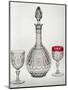 Carafe and Glasses from Eliseo Service in Blown Crystal, Engraved with Wave Motifs and Etchings-null-Mounted Giclee Print