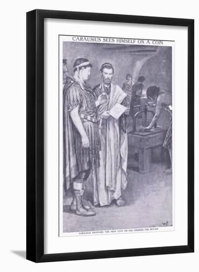 Carausius Sees Himself on a Coin He Has Ordered for Britain-Walter Stanley Paget-Framed Giclee Print