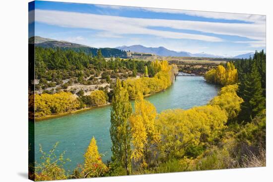 Caravan Crossing a Bridge on the Clutha River in Autumn, Wanaka, South Island, New Zealand, Pacific-Matthew Williams-Ellis-Stretched Canvas