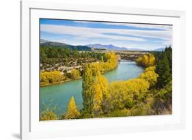 Caravan Crossing a Bridge on the Clutha River in Autumn, Wanaka, South Island, New Zealand, Pacific-Matthew Williams-Ellis-Framed Photographic Print