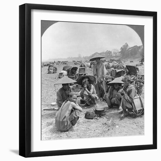 Caravan En Route for China Camping at Bhamo, Burma, 1908-null-Framed Photographic Print