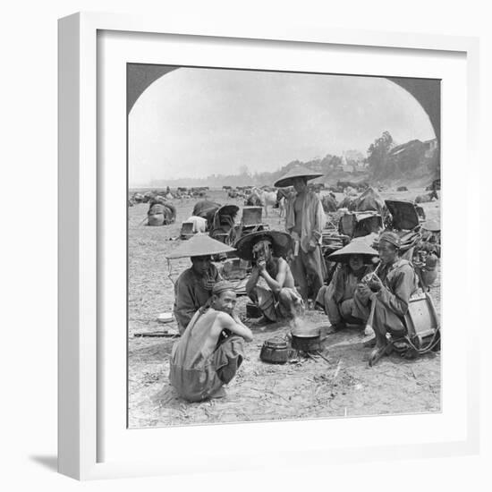 Caravan En Route for China Camping at Bhamo, Burma, 1908-null-Framed Photographic Print