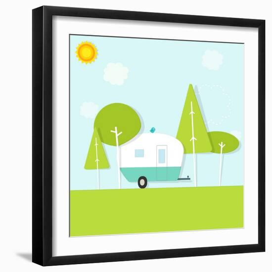 Caravan in the Woods-dzm1try-Framed Art Print