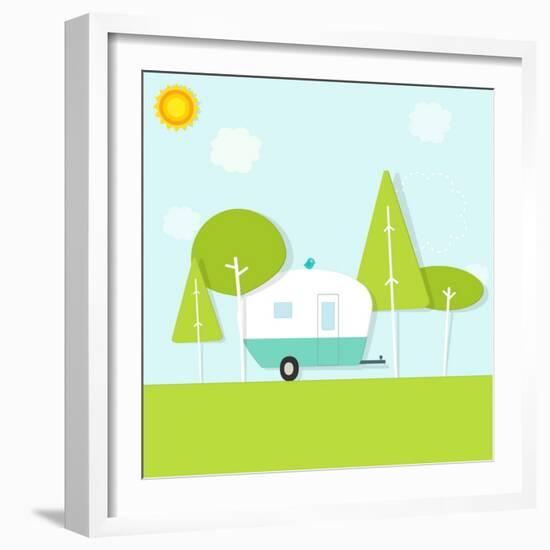 Caravan in the Woods-dzm1try-Framed Art Print