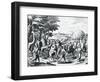 Caravan of Arab Merchants Travelling from Aleppo to Basra, Engraving from Grands and Petits Voyages-Theodor de Bry-Framed Giclee Print