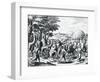 Caravan of Arab Merchants Travelling from Aleppo to Basra, Engraving from Grands and Petits Voyages-Theodor de Bry-Framed Giclee Print