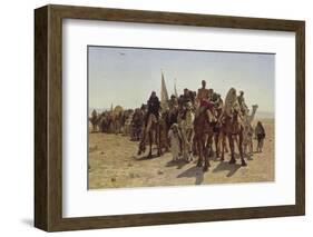 Caravan of Pilgrims Cross the Desert to Mecca-Leon Belly-Framed Photographic Print