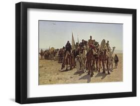 Caravan of Pilgrims Cross the Desert to Mecca-Leon Belly-Framed Photographic Print