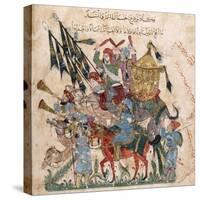 Caravan of Pilgrims in Ramleh (From a Manuscript of Maqâmât of Al-Harîr), 1237-Yahya ibn Mahmud Al-Wasiti-Stretched Canvas