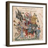 Caravan of Pilgrims in Ramleh (From a Manuscript of Maqâmât of Al-Harîr), 1237-Yahya ibn Mahmud Al-Wasiti-Framed Giclee Print