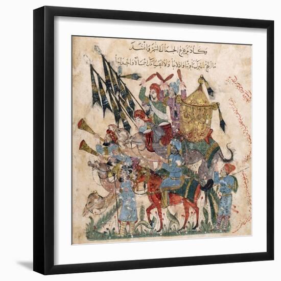 Caravan of Pilgrims in Ramleh (From a Manuscript of Maqâmât of Al-Harîr), 1237-Yahya ibn Mahmud Al-Wasiti-Framed Giclee Print