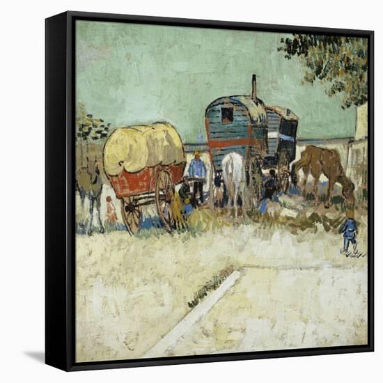 Caravans Encampment of Gypsies-Vincent van Gogh-Framed Stretched Canvas