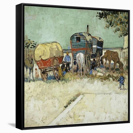 Caravans Encampment of Gypsies-Vincent van Gogh-Framed Stretched Canvas