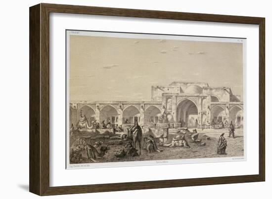 Caravanserai on the road from Isfahan to Shiraz-Eugene Flandin-Framed Giclee Print