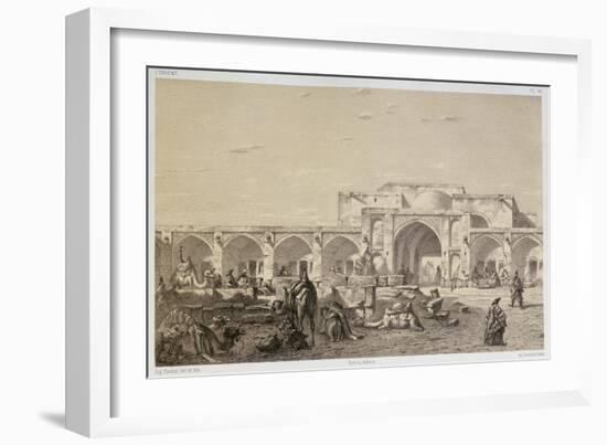 Caravanserai on the road from Isfahan to Shiraz-Eugene Flandin-Framed Giclee Print