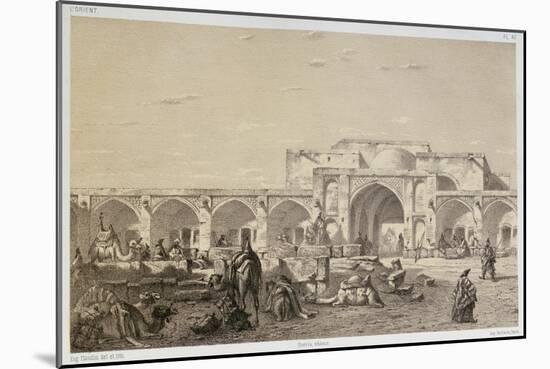 Caravanserai on the road from Isfahan to Shiraz-Eugene Flandin-Mounted Giclee Print