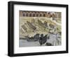 Caravel Being Built in Port of Seville, 1740, Spain, 18th Century-null-Framed Premium Giclee Print