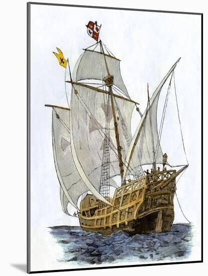 Caravel Santa Maria, the Flagship of Columbus' First Voyage-null-Mounted Giclee Print