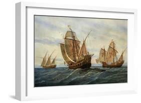 Caravels of Christopher Columbus, 1451-1506 Italian (Genoese) Explorer-Rafael Monleon Y Torres-Framed Giclee Print