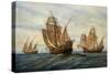 Caravels of Christopher Columbus, 1451-1506 Italian (Genoese) Explorer-Rafael Monleon Y Torres-Stretched Canvas