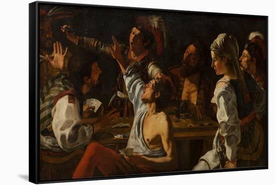 Card and Backgammon Players, Fight over Cards, 1620-1629-Theodor Rombouts-Framed Stretched Canvas