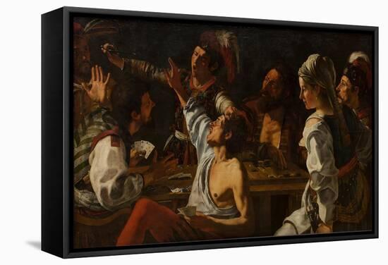 Card and Backgammon Players, Fight over Cards, 1620-1629-Theodor Rombouts-Framed Stretched Canvas