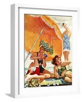 "Card Game at the Beach," August 28, 1943-Alex Ross-Framed Premium Giclee Print