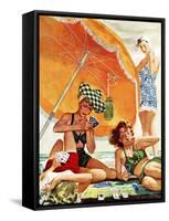 "Card Game at the Beach," August 28, 1943-Alex Ross-Framed Stretched Canvas