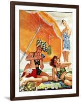 "Card Game at the Beach," August 28, 1943-Alex Ross-Framed Giclee Print