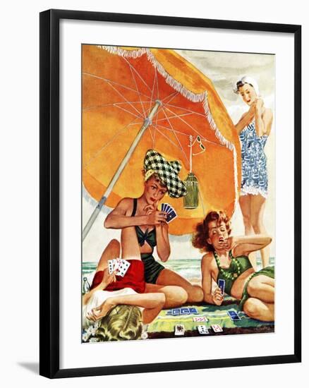"Card Game at the Beach," August 28, 1943-Alex Ross-Framed Giclee Print