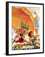 "Card Game at the Beach," August 28, 1943-Alex Ross-Framed Giclee Print