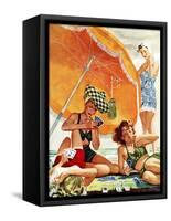 "Card Game at the Beach," August 28, 1943-Alex Ross-Framed Stretched Canvas