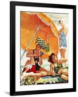 "Card Game at the Beach," August 28, 1943-Alex Ross-Framed Giclee Print