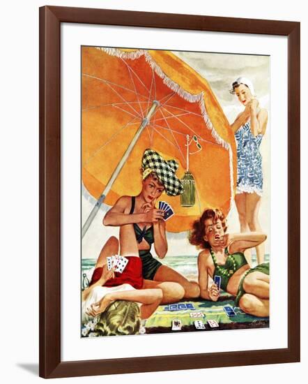 "Card Game at the Beach," August 28, 1943-Alex Ross-Framed Giclee Print