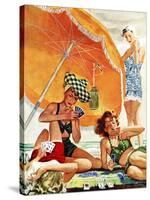 "Card Game at the Beach," August 28, 1943-Alex Ross-Stretched Canvas