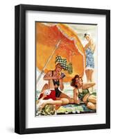 "Card Game at the Beach," August 28, 1943-Alex Ross-Framed Giclee Print