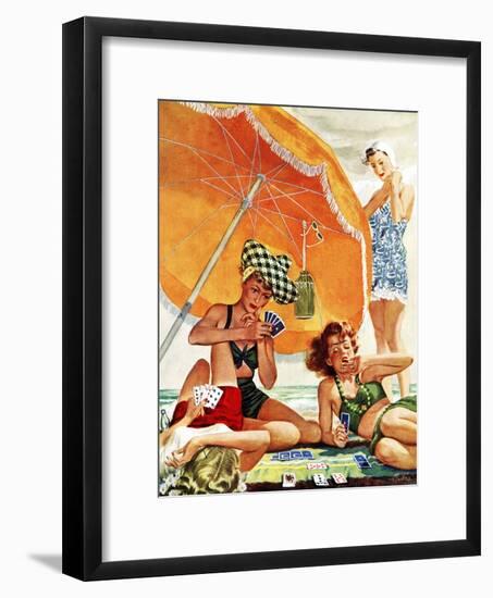 "Card Game at the Beach," August 28, 1943-Alex Ross-Framed Giclee Print