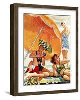 "Card Game at the Beach," August 28, 1943-Alex Ross-Framed Giclee Print