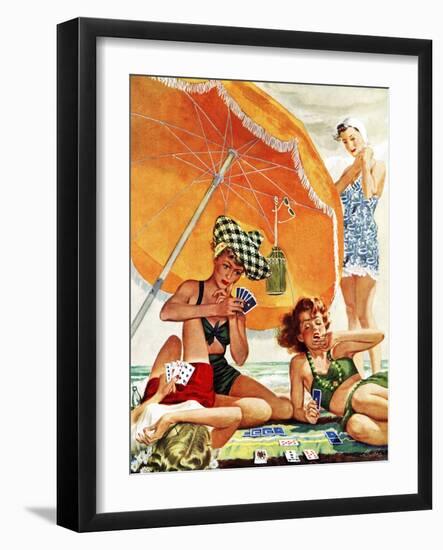 "Card Game at the Beach," August 28, 1943-Alex Ross-Framed Giclee Print