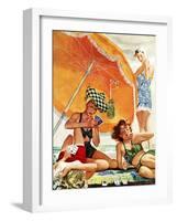 "Card Game at the Beach," August 28, 1943-Alex Ross-Framed Giclee Print