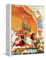 "Card Game at the Beach," August 28, 1943-Alex Ross-Framed Stretched Canvas