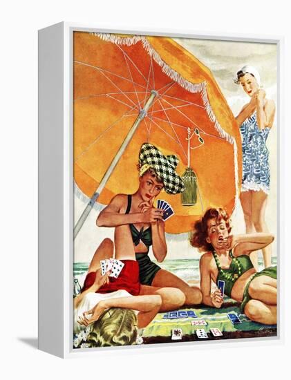 "Card Game at the Beach," August 28, 1943-Alex Ross-Framed Stretched Canvas