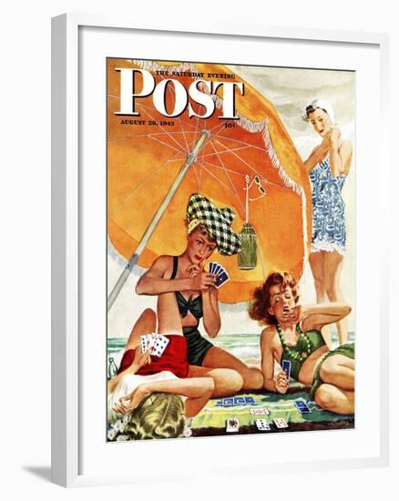 "Card Game at the Beach," Saturday Evening Post Cover, August 28, 1943-Alex Ross-Framed Giclee Print