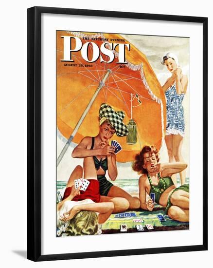 "Card Game at the Beach," Saturday Evening Post Cover, August 28, 1943-Alex Ross-Framed Giclee Print