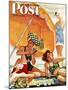 "Card Game at the Beach," Saturday Evening Post Cover, August 28, 1943-Alex Ross-Mounted Giclee Print