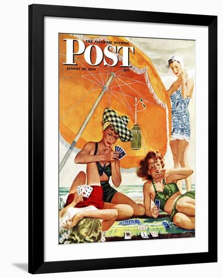 "Card Game at the Beach," Saturday Evening Post Cover, August 28, 1943-Alex Ross-Framed Premium Giclee Print