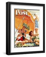 "Card Game at the Beach," Saturday Evening Post Cover, August 28, 1943-Alex Ross-Framed Giclee Print