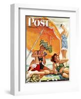 "Card Game at the Beach," Saturday Evening Post Cover, August 28, 1943-Alex Ross-Framed Giclee Print